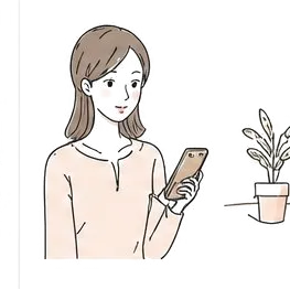 スマホで診察を受ける女性のイラスト